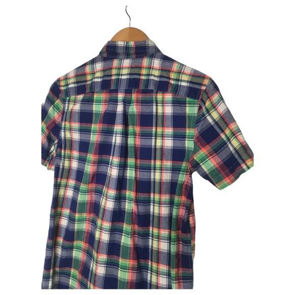 Ralph Lauren Shirt Boys L Plaid Button Up Short Sleeve Preppy Collar Blue - Picture 7 of 12